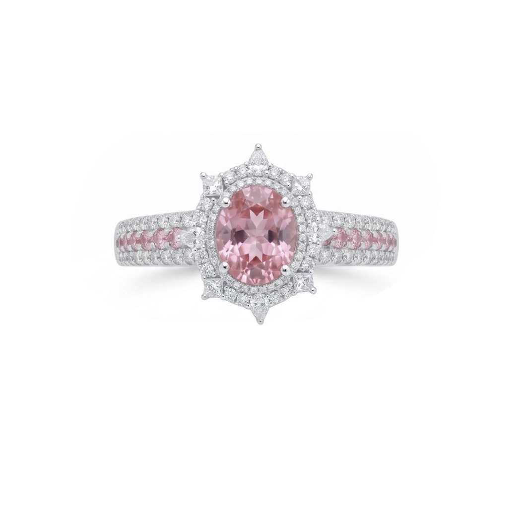 Original Design - 2ct Oval Cut Pink Sapphire Engagement Ring