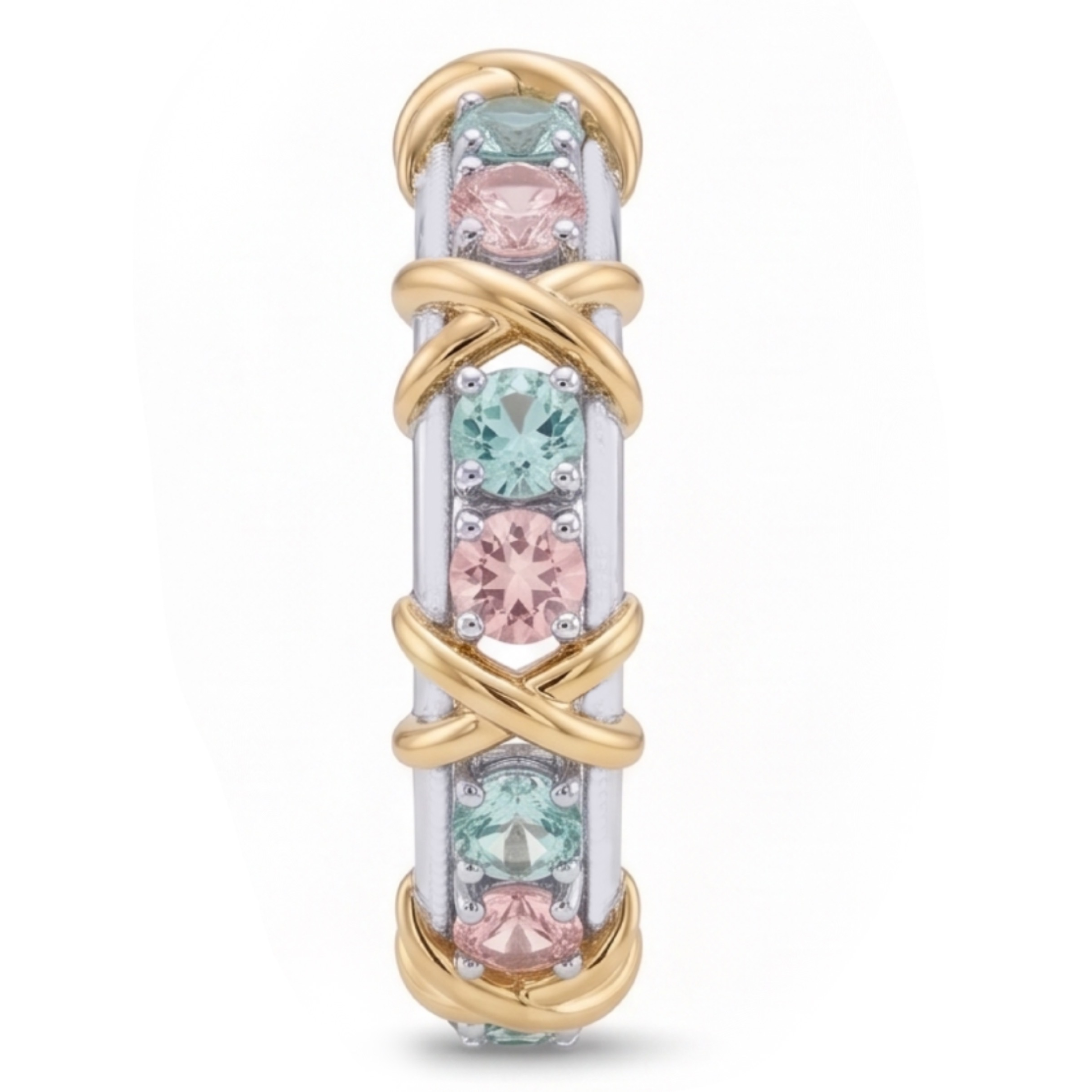 Luxury 16-stone Pink & Aquamarine Sapphire Band