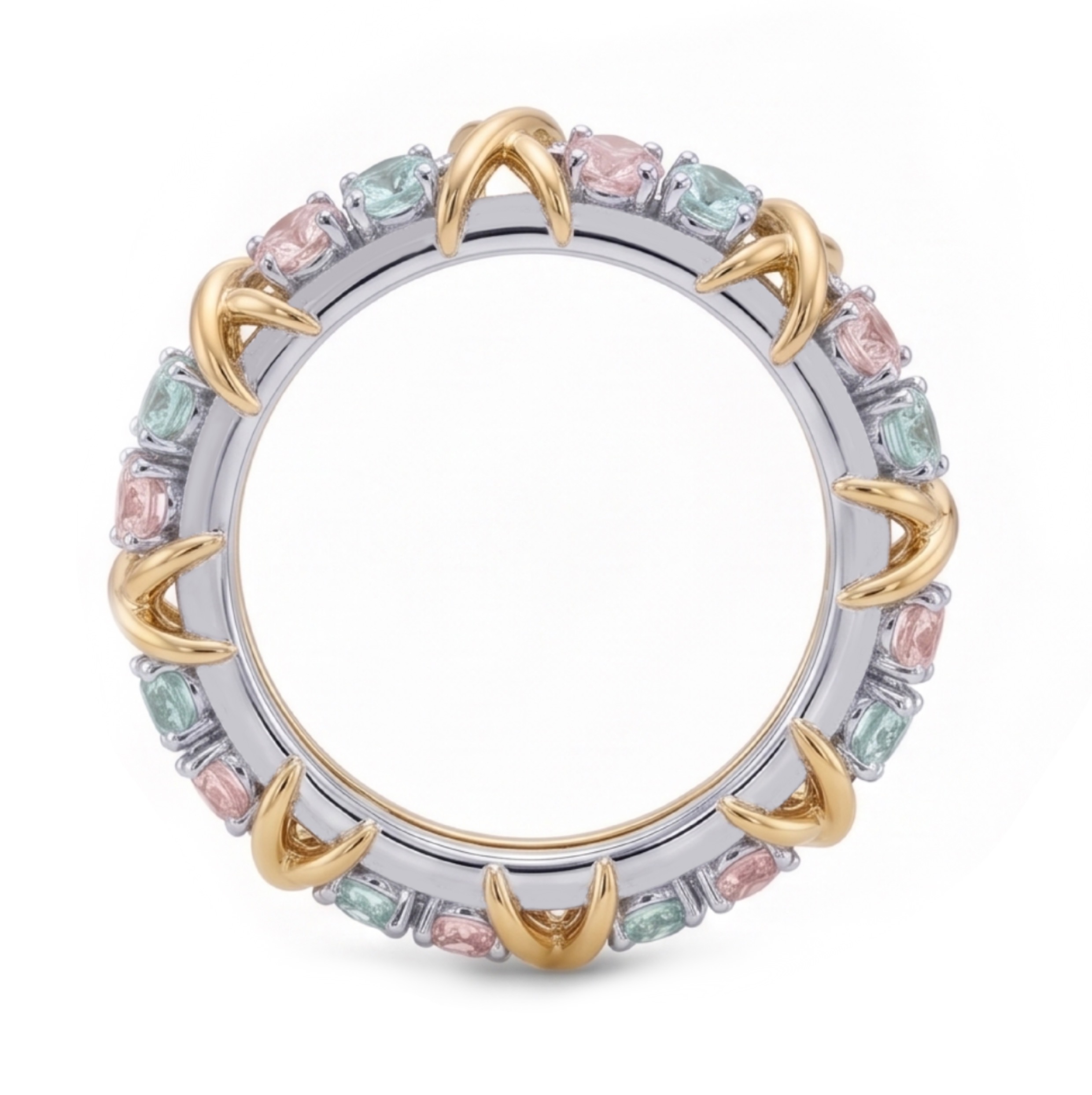Luxury 16-stone Pink & Aquamarine Sapphire Band
