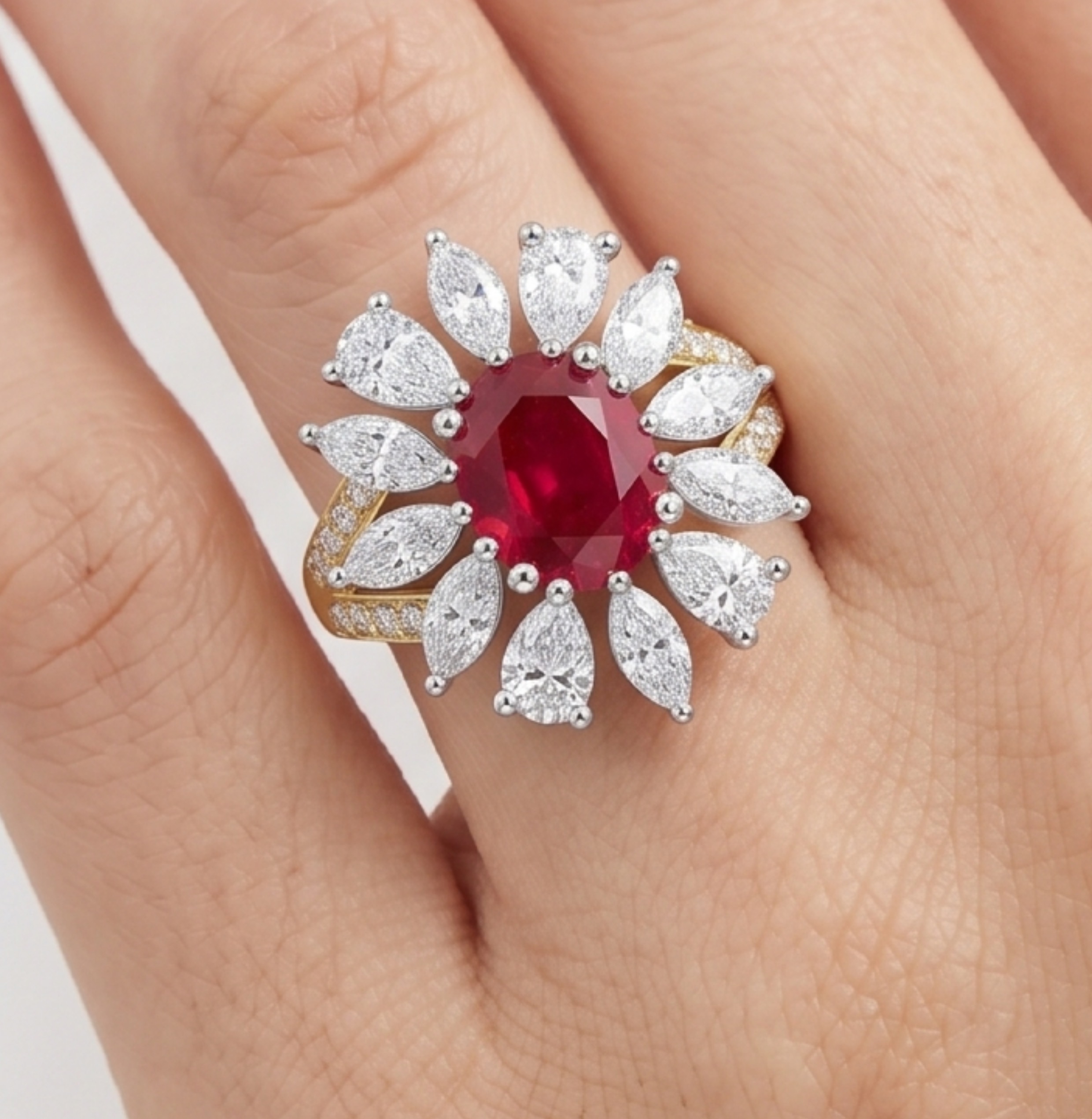 Original Design - 1.5ct Oval Cut Ruby Sapphire Engagement Ring