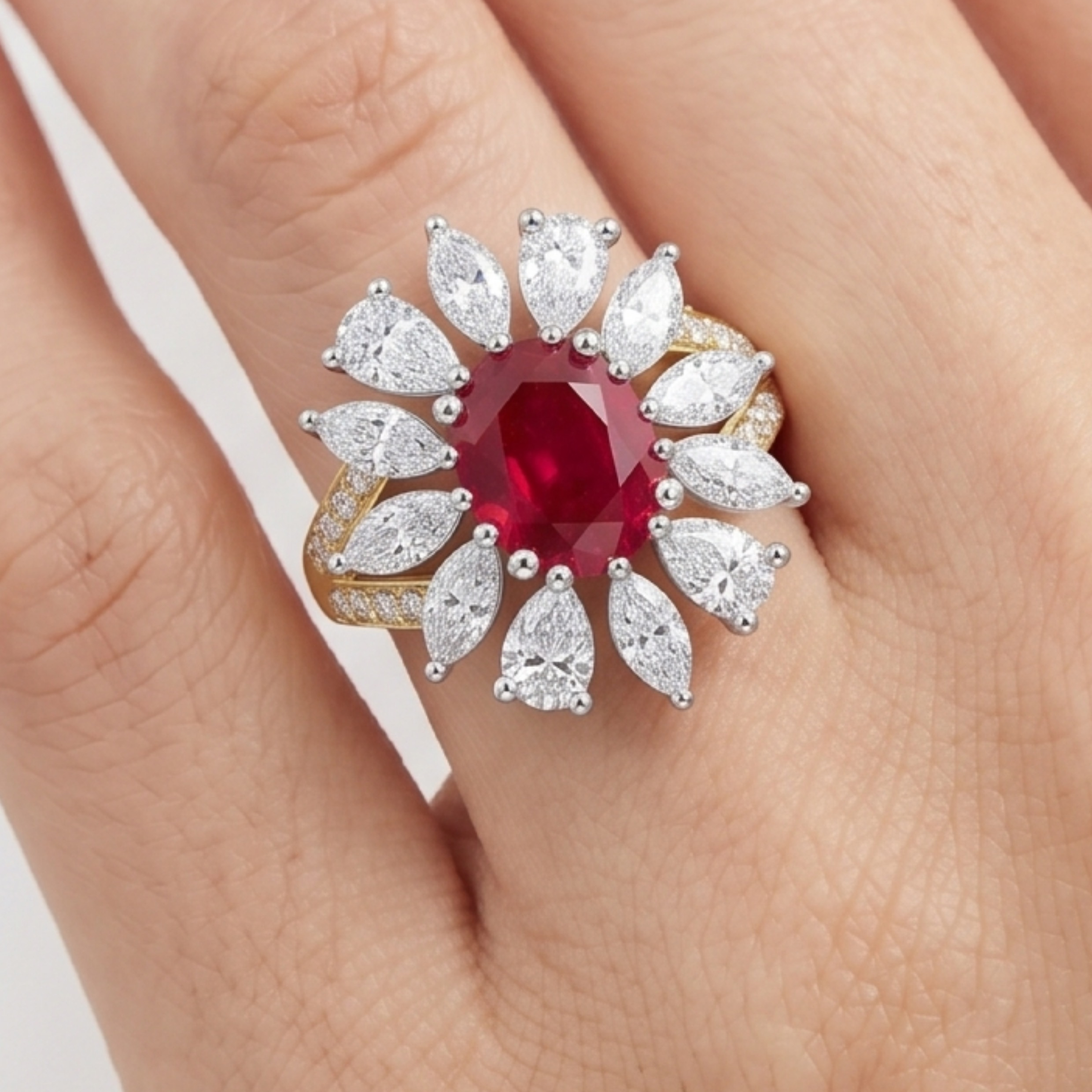 Original Design - 1.5ct Oval Cut Ruby Sapphire Engagement Ring