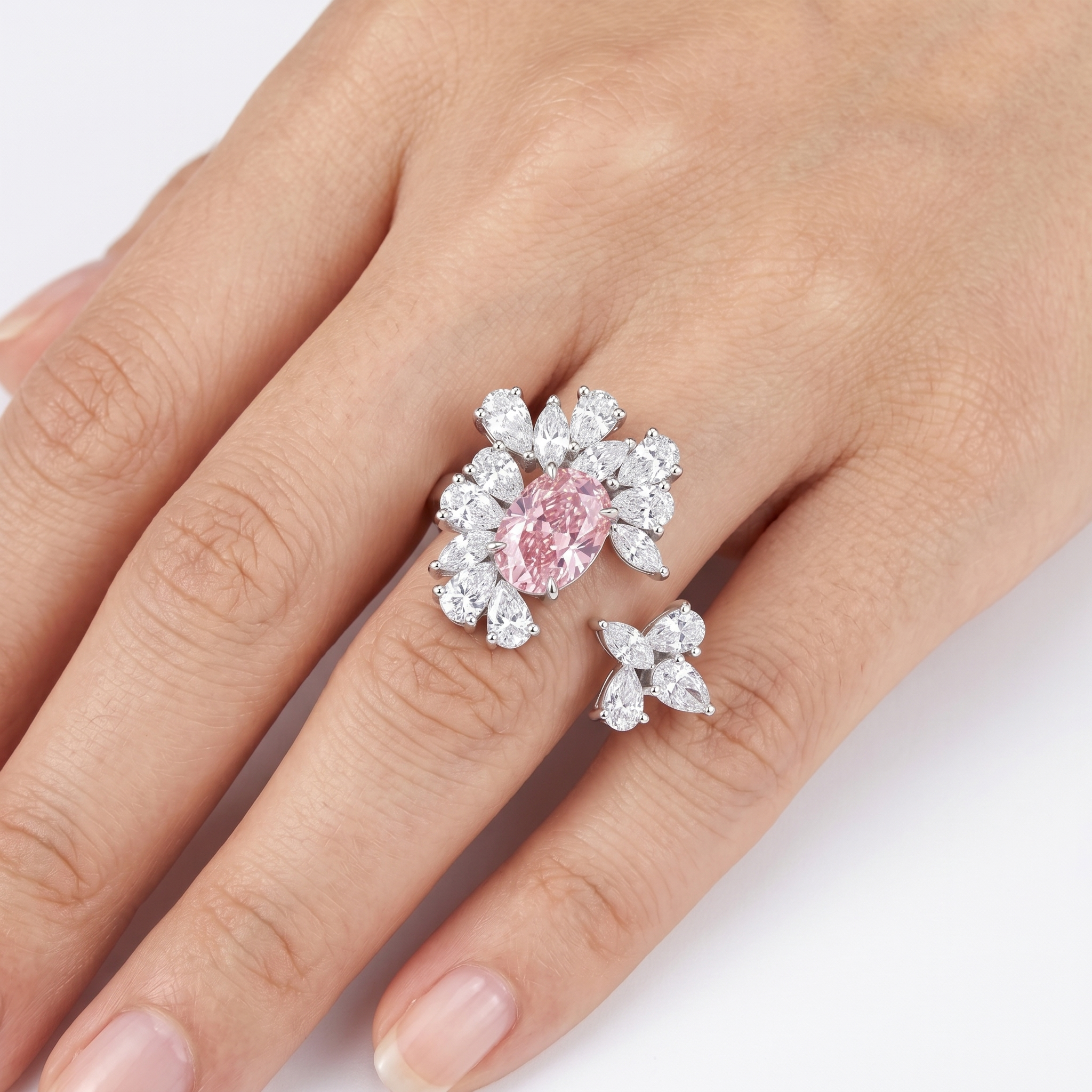 Original Design - 2ct Oval Cut Pink Sapphire Engagement Ring