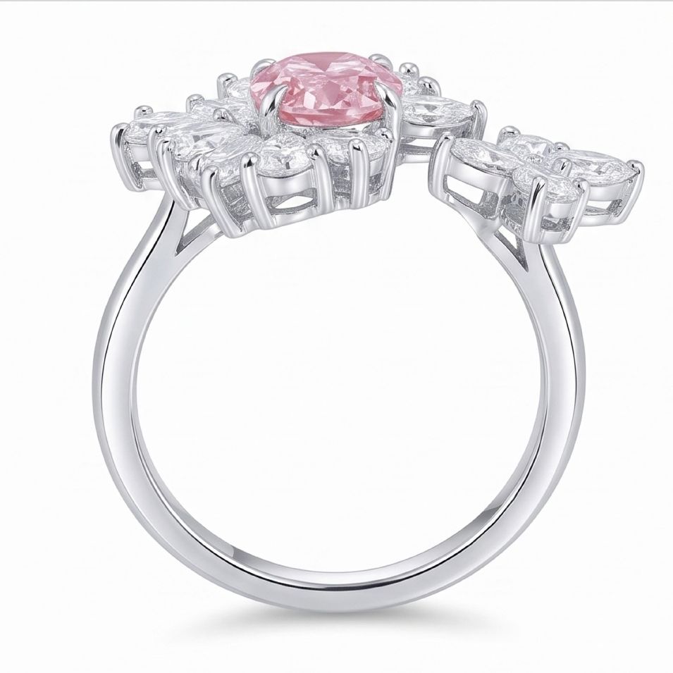 Original Design - 2ct Oval Cut Pink Sapphire Engagement Ring