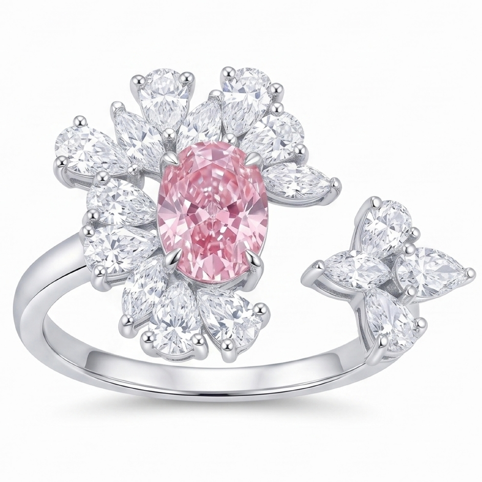 Original Design - 2ct Oval Cut Pink Sapphire Engagement Ring