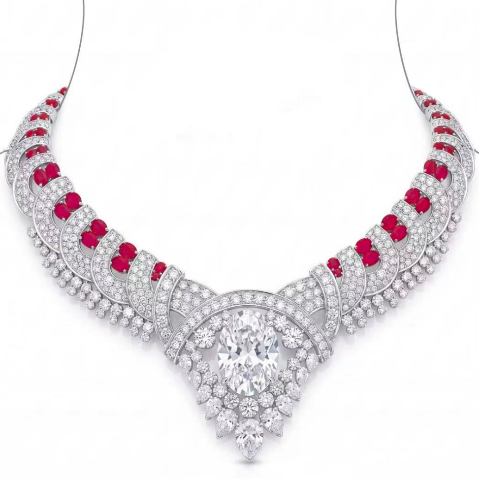 Original Design - Ruby & White Sapphire Necklace
