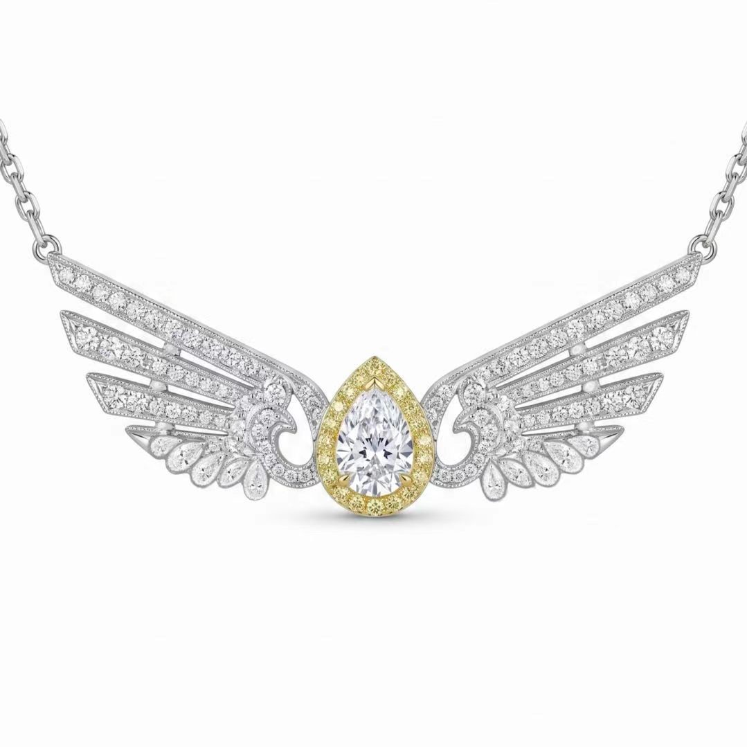 Original Design - Pear Cut White Moissanite Necklace