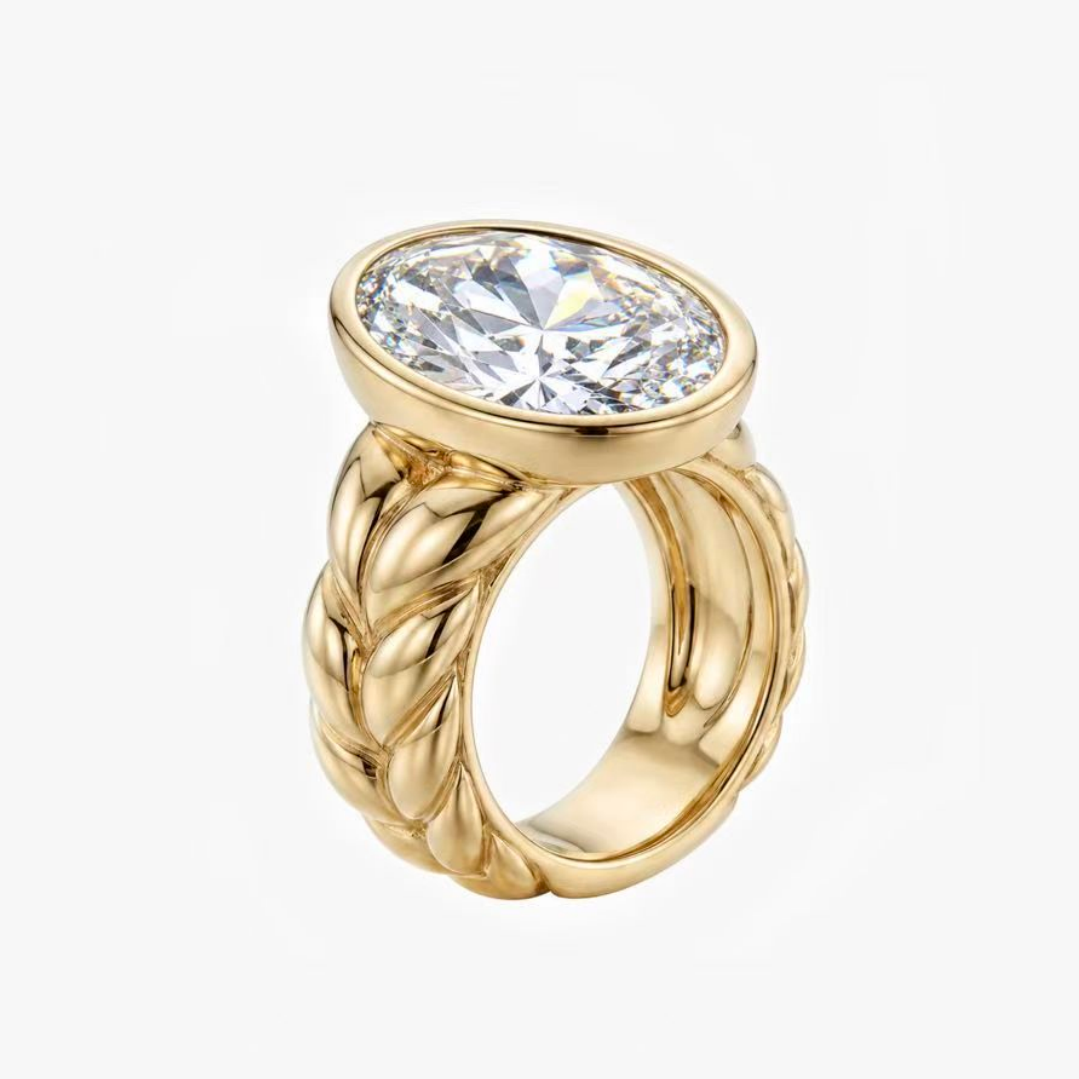 Original Design - 2ct Oval Cut White Moissanite Engagement Ring