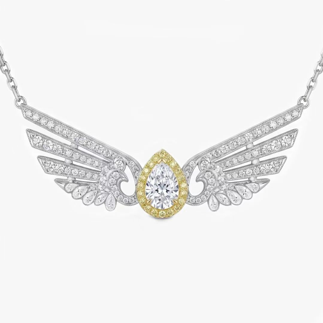 Original Design - Pear Cut White Moissanite Necklace