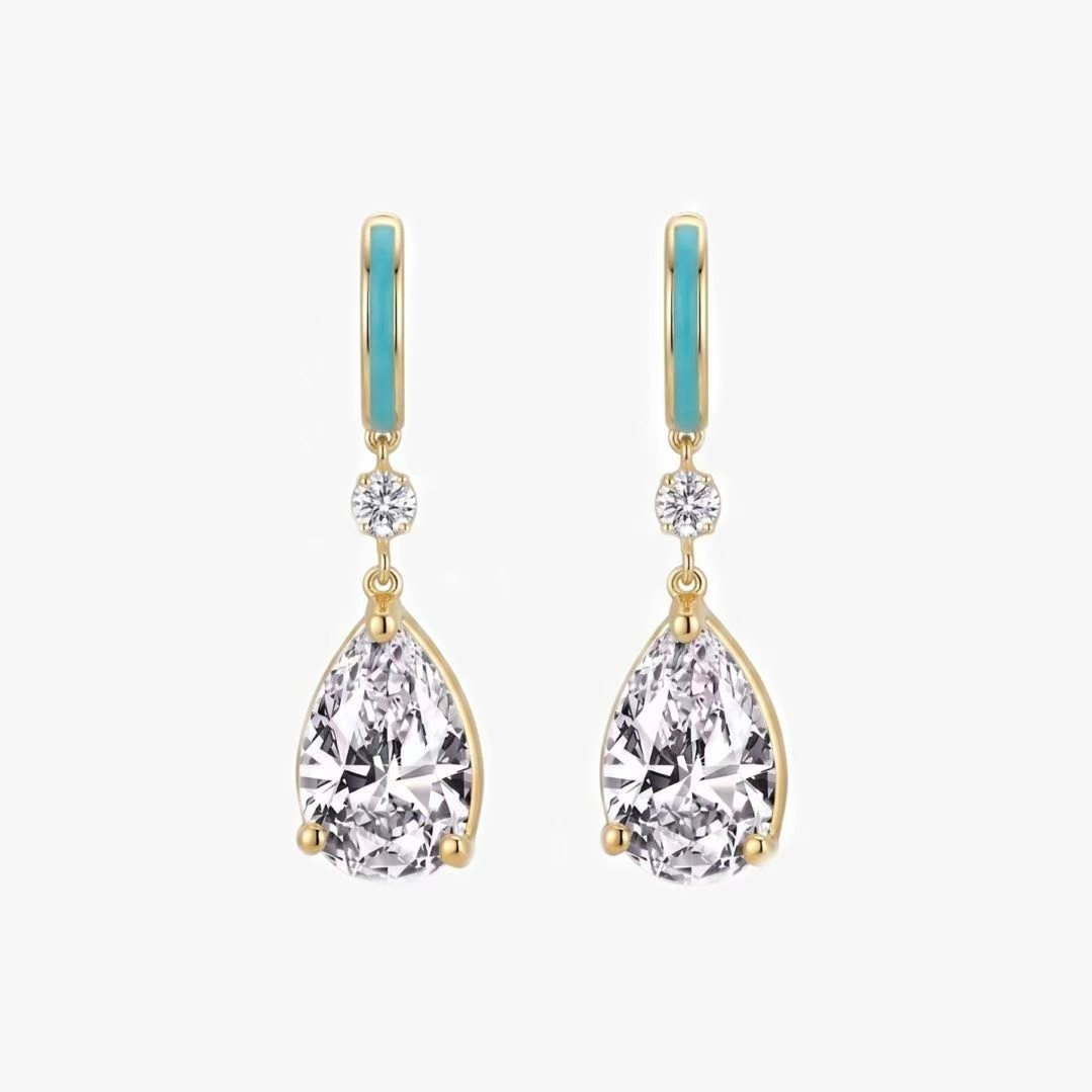 Original Design - Pear Cut Moissanite Dangle Earrings