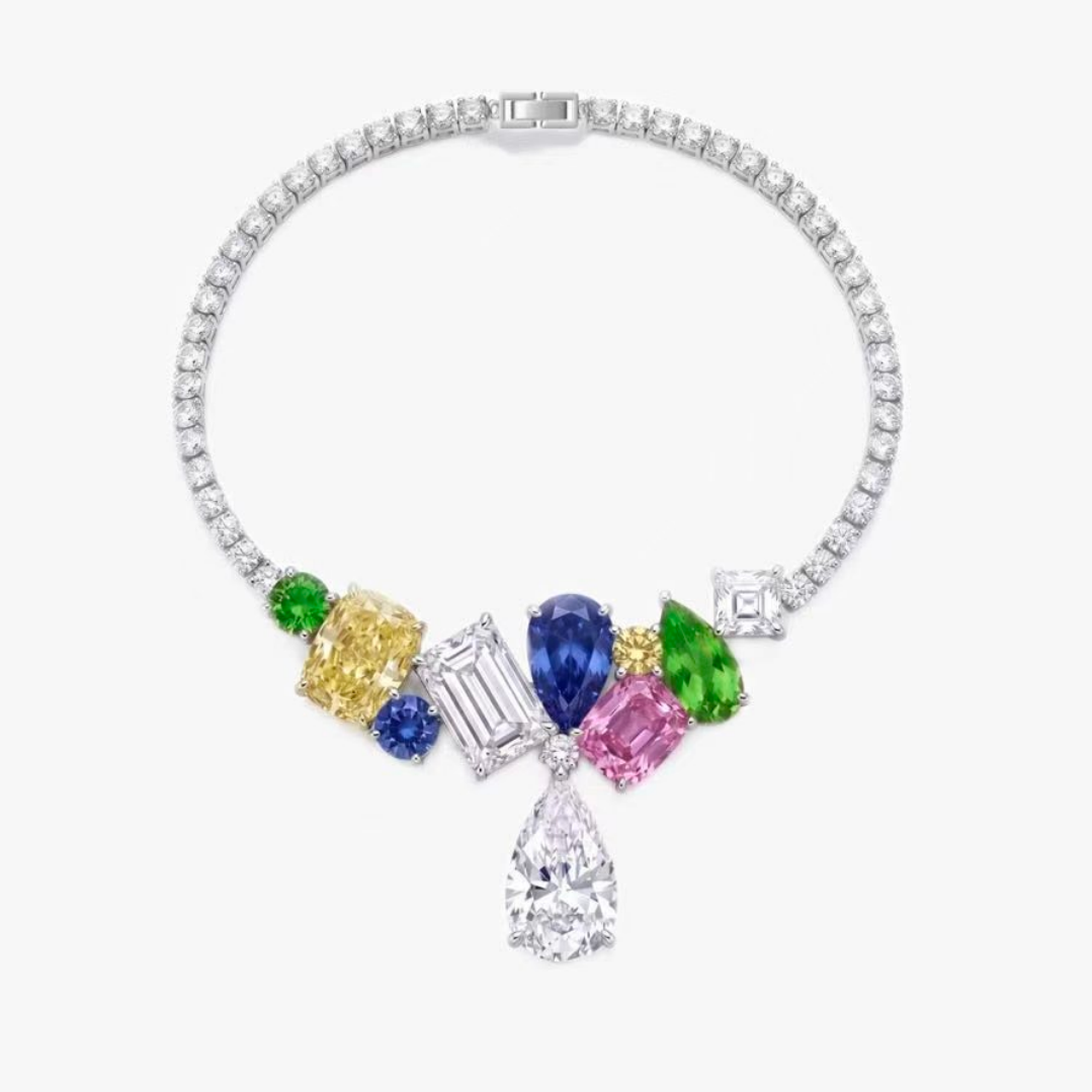 Original Design - Mixed Cut Colored Sapphire Necklace