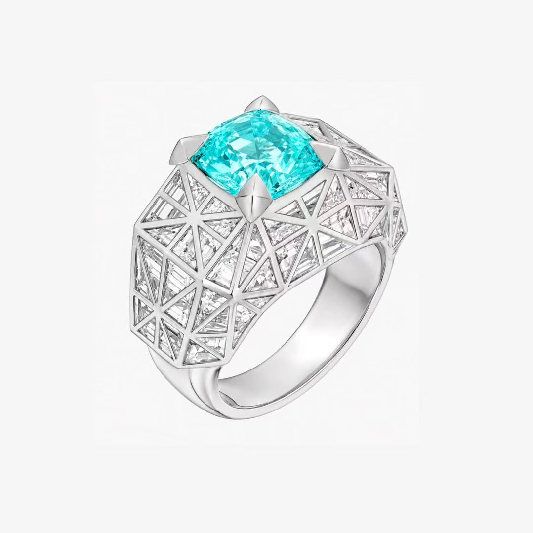 Original Design - 3ct Cushion Cut Paraiba Sapphire Engagement Ring