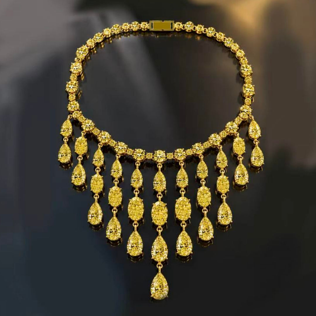 Original Design - Luxury Pear Cut Yellow Sapphire Necklace