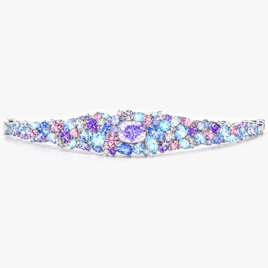 Original Design - Cushion Cut Amethyst & Multi-cut Multi-color Sapphire Bracelet