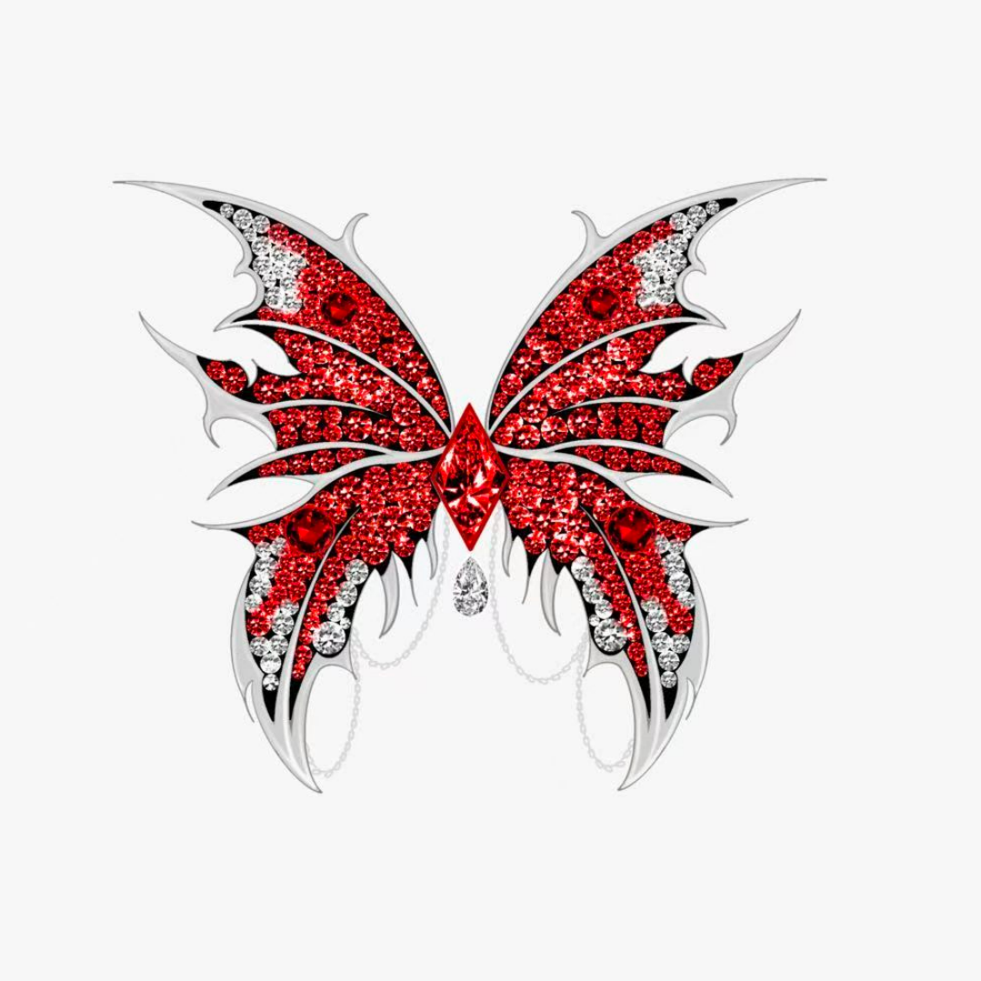 Original Design - Round Cut Ruby Sapphire Butterfly Brooch