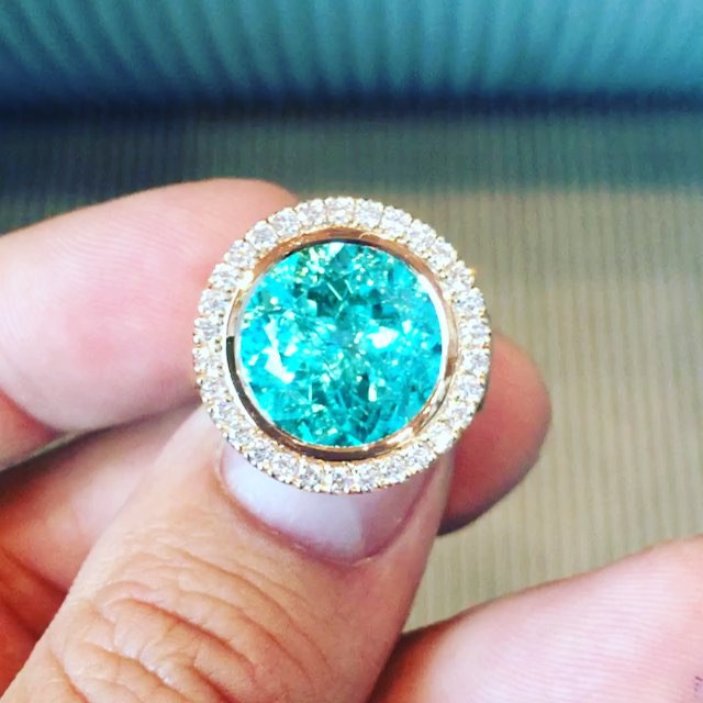 5ct Round Cut Aquamarine Engagement Ring