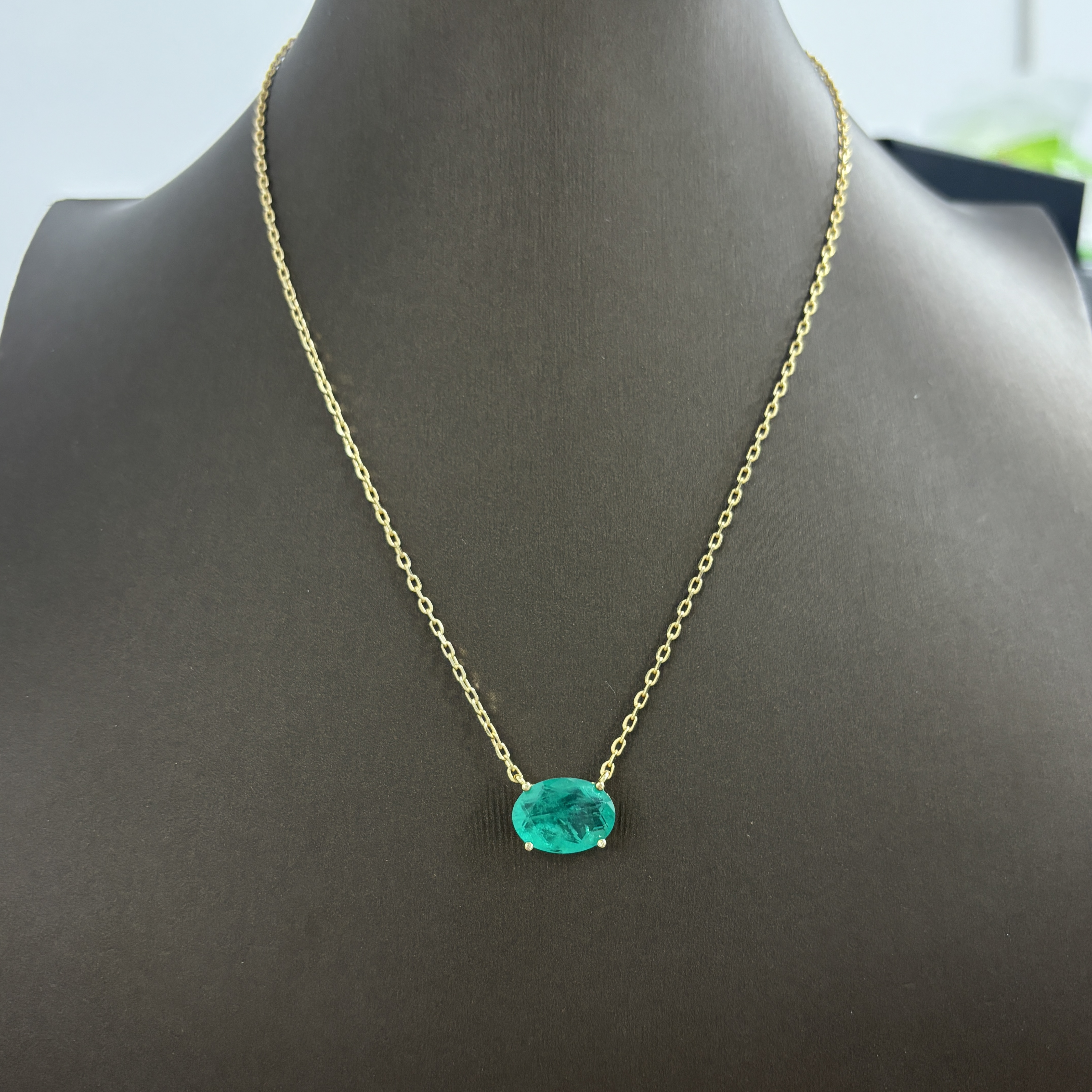 Oval Cut Green Sapphire Pendant Necklace
