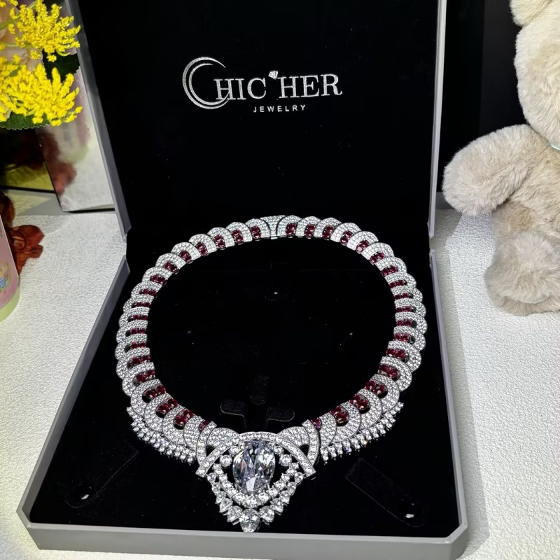 Original Design - Ruby & White Sapphire Necklace