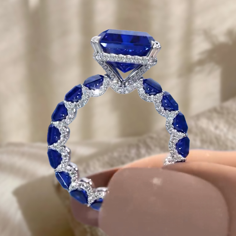 Fashion 6ct Under Halo Sapphire Ring