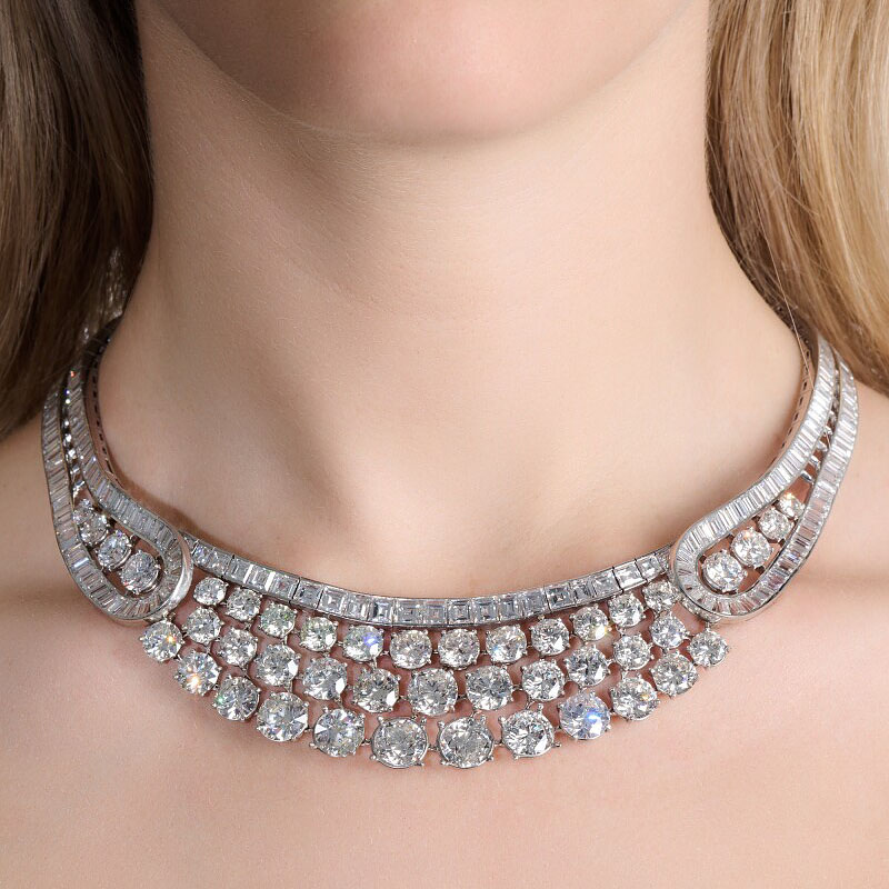 Multi-cut White Luxury Sapphire Necklace