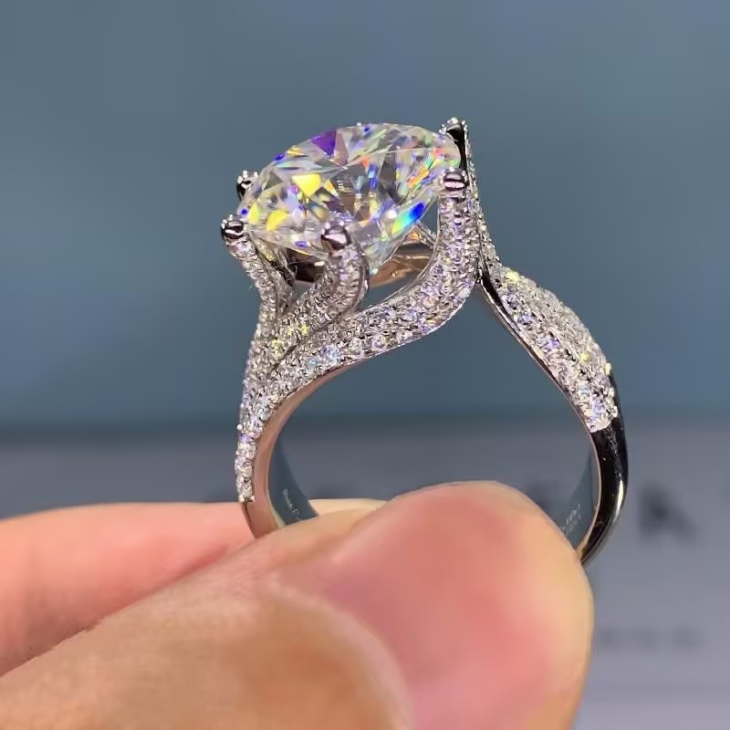 5ct Round Cut White Sapphire Engagement Ring