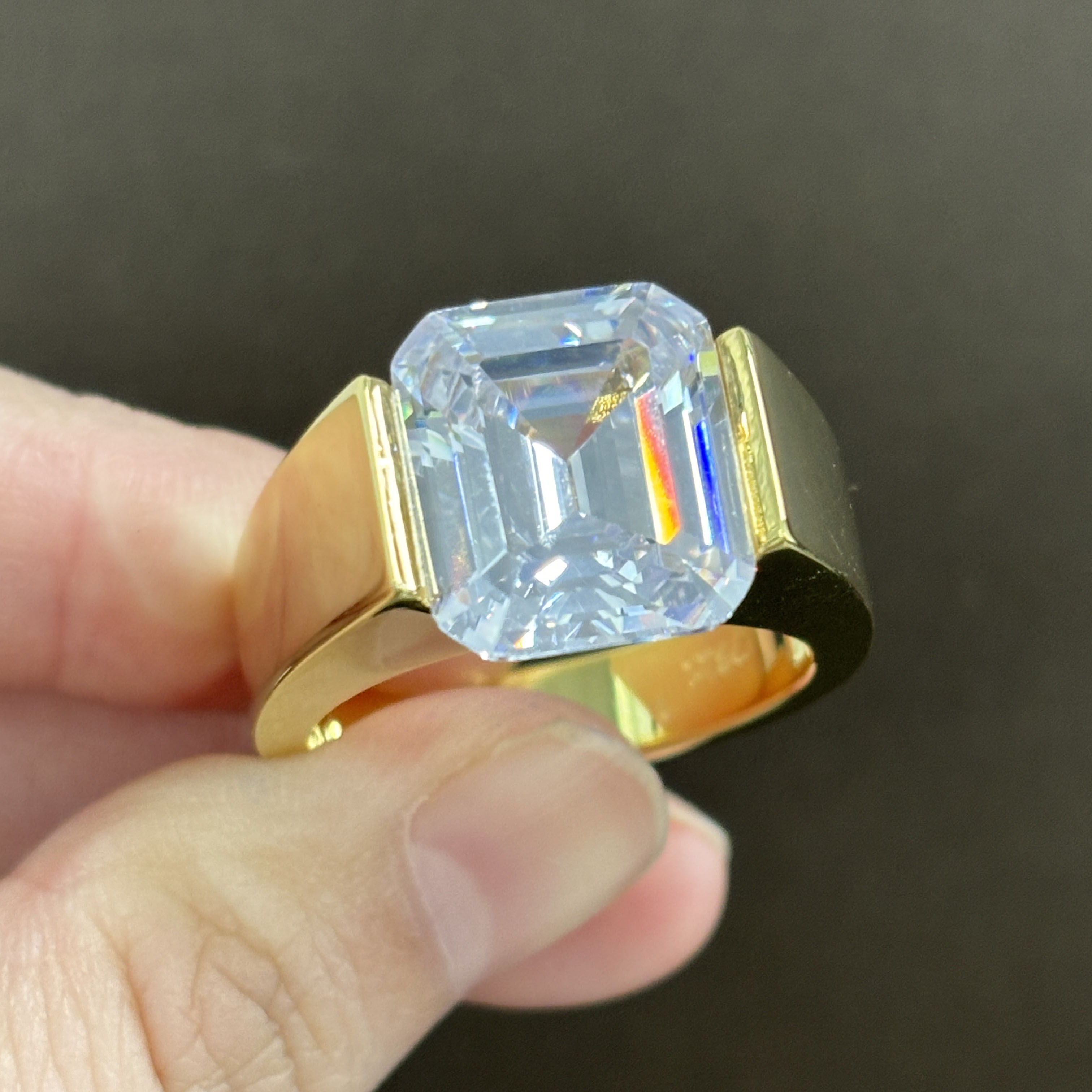 6ct Asscher Cut White Sapphire Engagement Ring for Men