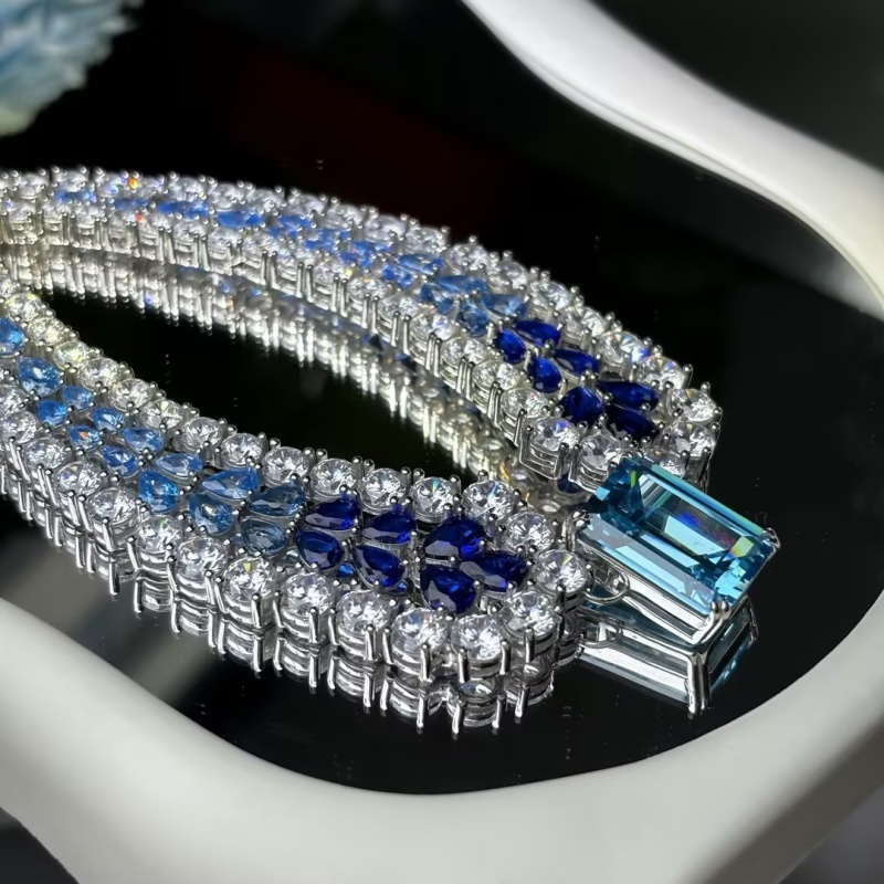 Luxury Aquamarine Choker Necklace For Women