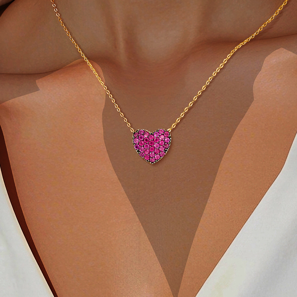 Heart Shape Round Cut Pendant Necklace