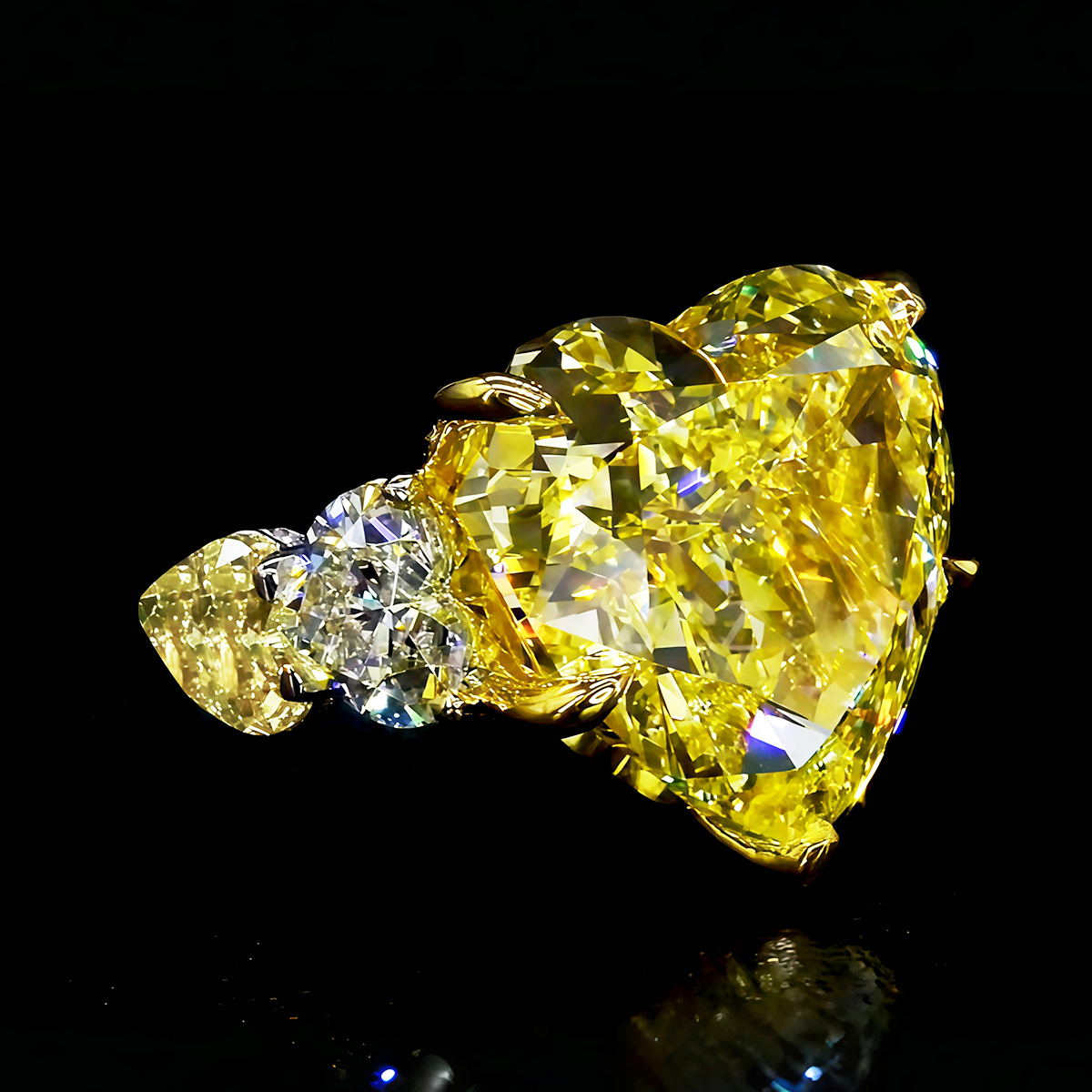 4ct Heart Cut Yellow Sapphire Full Diamond Ring