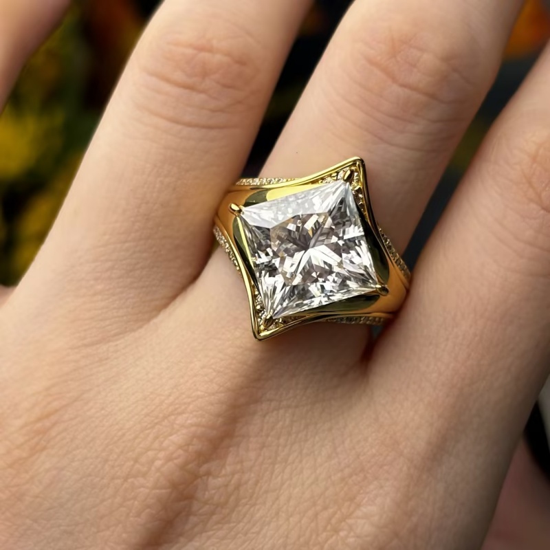 Fashion 5ct Princess Cut Moissanite Three Tier Stacked Wedding Sets （Ring Set & Single Ring）