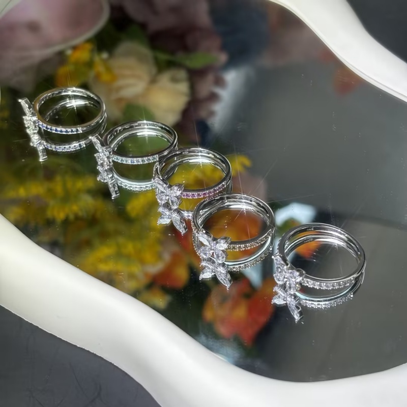 Pear & Marquise Cut White Sapphire Butterfly Shaped Stacked Wedding Set / 5 pcs