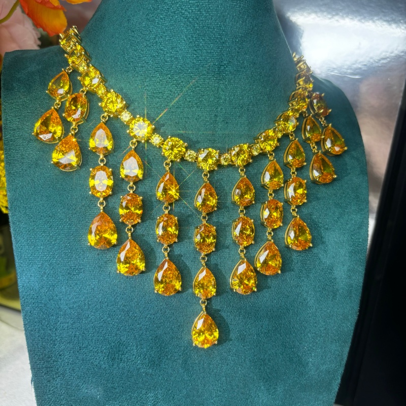 Original Design - Luxury Pear Cut Yellow Sapphire Necklace