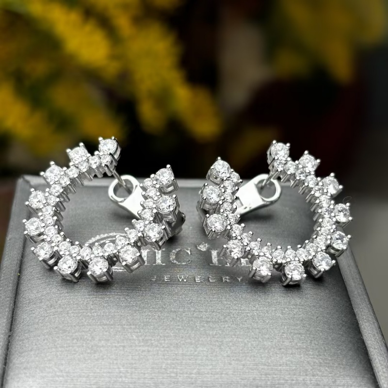 Unique Round Cut White Sapphire Hoop Earrings
