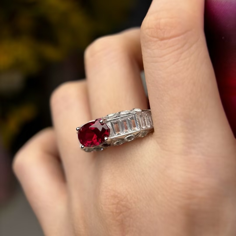 Original Design - 2ct Oval Cut Ruby sapphire Engagement Ring