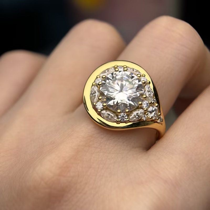 Classic 3ct Round Cut White Moissanite Halo Engagement Ring