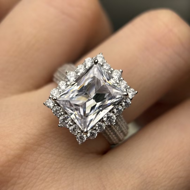 4ct Vintage Radiant Cut White Sapphire Engagement Ring