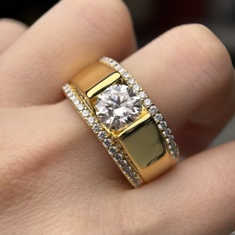 4.25ctw Round Cut White Sapphire / Moissanite Men's Band (2 Crystal Options)