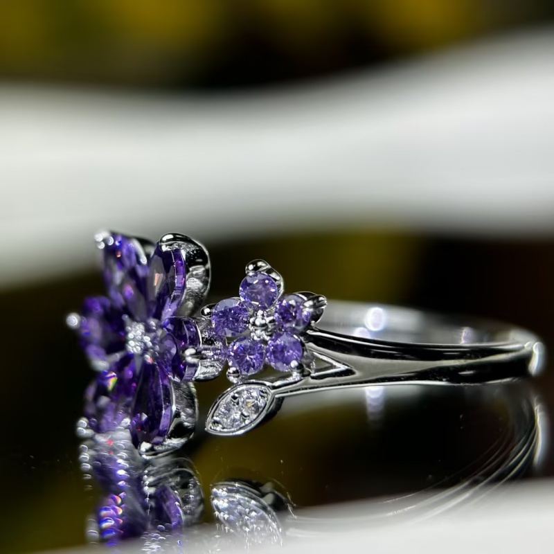 9.85ctw Pear Cut Amethyst Sapphire Flower Shaped Ring (2 Color Options)