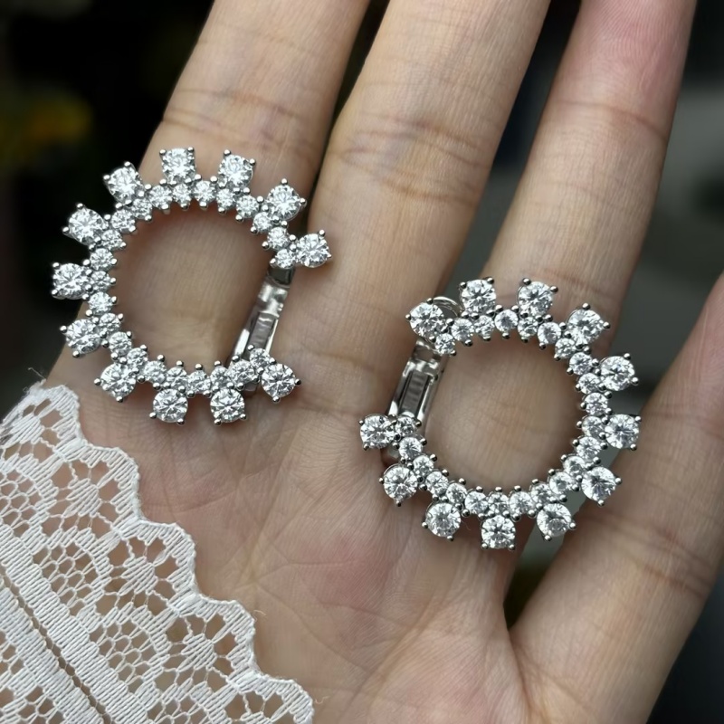 Unique Round Cut White Sapphire Hoop Earrings