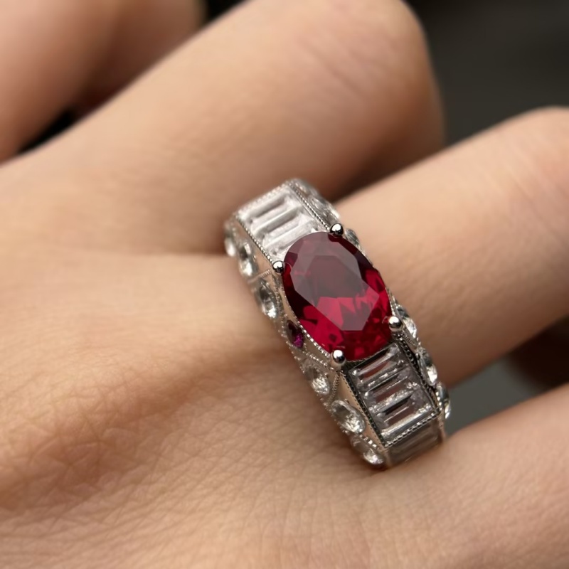 Original Design - 2ct Oval Cut Ruby sapphire Engagement Ring