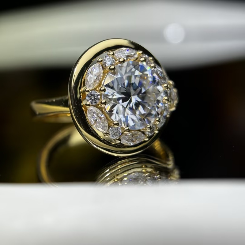 Classic 3ct Round Cut White Moissanite Halo Engagement Ring