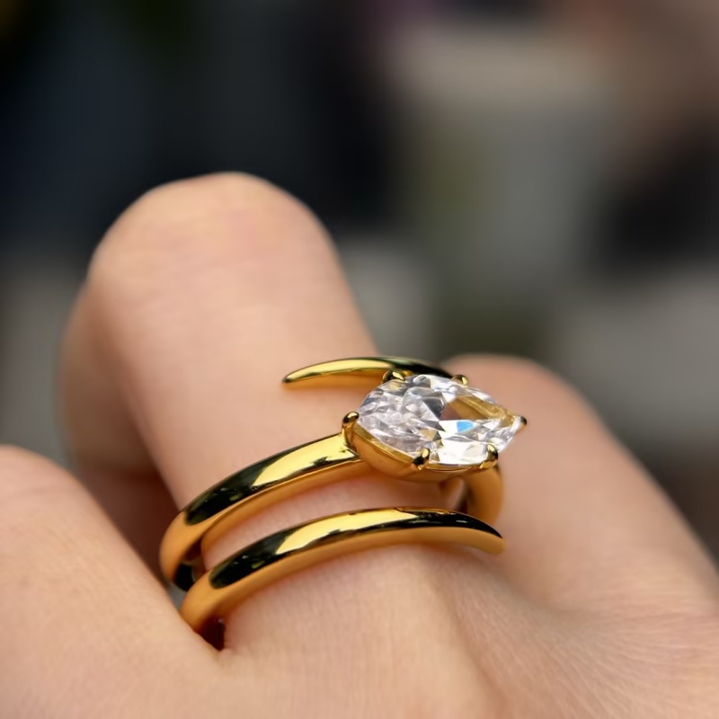 2.25ct Hexagona Marquise Cut Lemon Sapphire Coil Engagement Ring