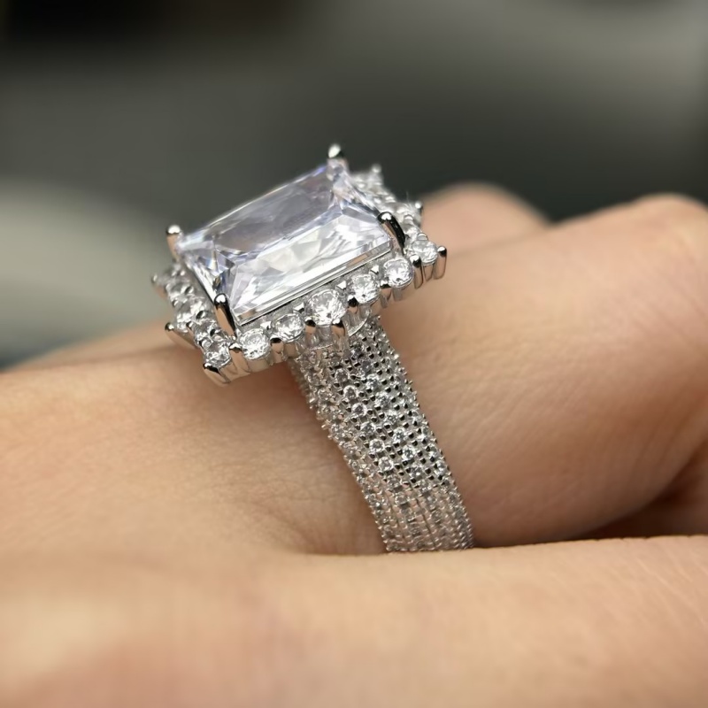 4ct Vintage Radiant Cut White Sapphire Engagement Ring
