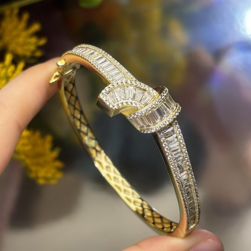 Fashion Baguette & Round Cut White Sapphire Tight Knot Bracelet