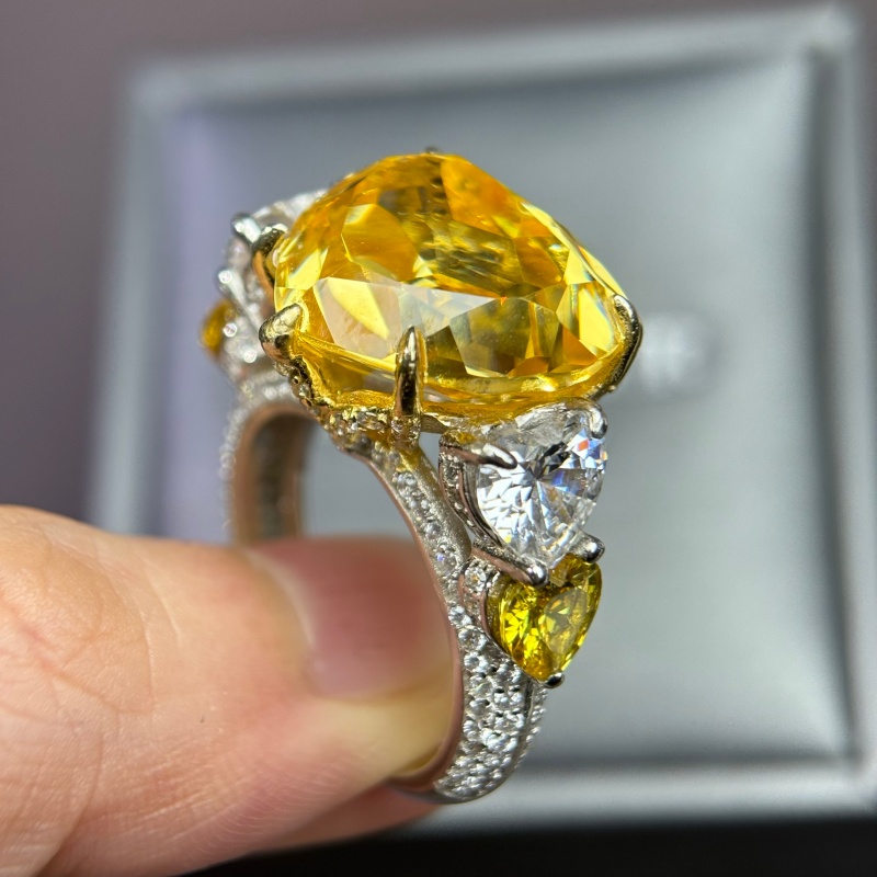 6ct Heart Cut Yellow Sapphire Full Diamond Ring