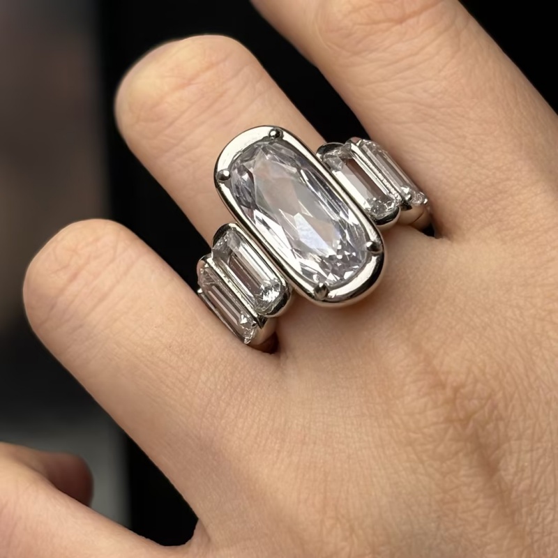 5ct Cushion Cut White Sapphire Prong-Set Ring