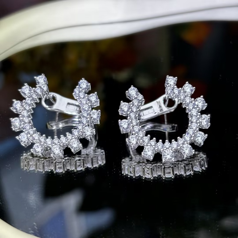 Unique Round Cut White Sapphire Hoop Earrings