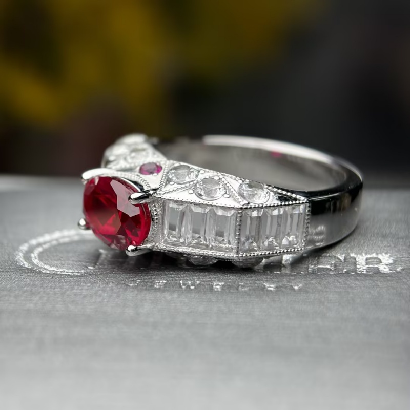 Original Design - 2ct Oval Cut Ruby sapphire Engagement Ring