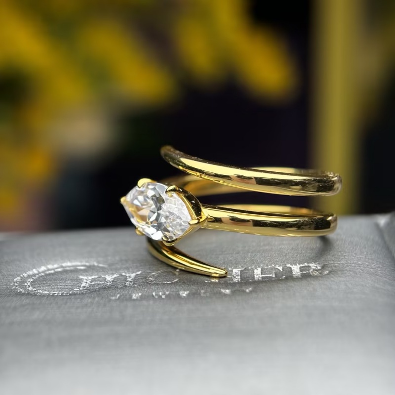2.25ct Hexagona Marquise Cut Lemon Sapphire Coil Engagement Ring