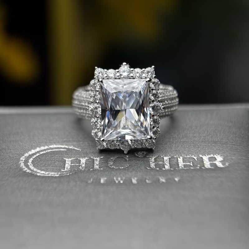 4ct Vintage Radiant Cut White Sapphire Engagement Ring