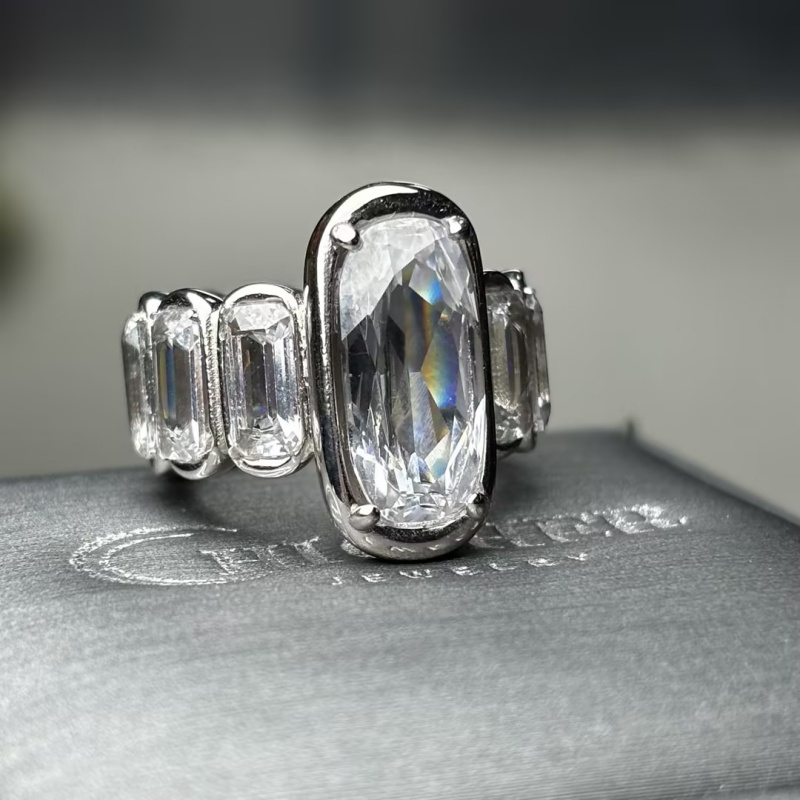 5ct Cushion Cut White Sapphire Prong-Set Ring